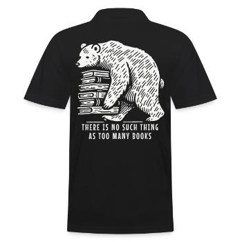 Funny book lover bear statement for book fan - Men's Polo Shirt - black - Back - Kai (181cm)