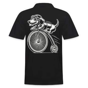 Teckel à vélo dans un style rétro avec humour - Polo Homme - noir - Dos - Kai (181cm)