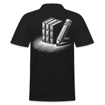 Retro Bookworm Design for Bookworm - Men's Polo Shirt - black - Back - Kai (181cm)