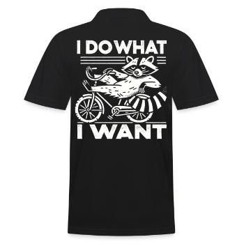 Fahrrad Waschbär Design mit frechem Spruch - Männer Poloshirt - Schwarz - Hinten - Kai (181cm)