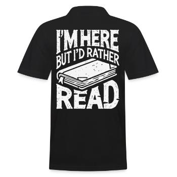 Funny saying for book lovers in retro style - Men's Polo Shirt - black - Back - Kai (181cm)
