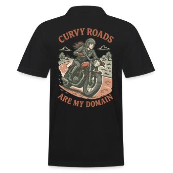 Curvy Roads Are My Domain Motorcycle Biker - Men's Polo Shirt - black - Back - Kai (181cm)