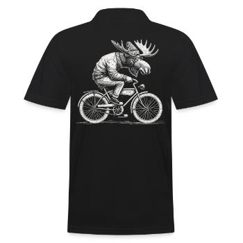 Retro Bicycle Moose Design for Cyclists with Humor - Men's Polo Shirt - black - Back - Kai (181cm)