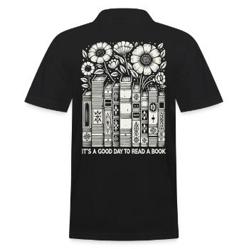 Bücherwurm Leseratte Buchliebhaber Lustiger Buch - Männer Poloshirt - Schwarz - Hinten - Kai (181cm)