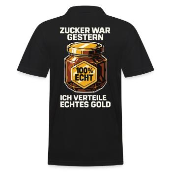 Bienen Imker Zucker War Gestern Echtes Gold Spruch - Männer Poloshirt - Schwarz - Hinten - Kai (181cm)