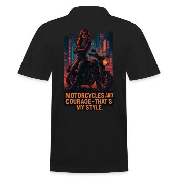Motorcycles and courage – that's my style - Men's Polo Shirt - black - Back - Kai (181cm)