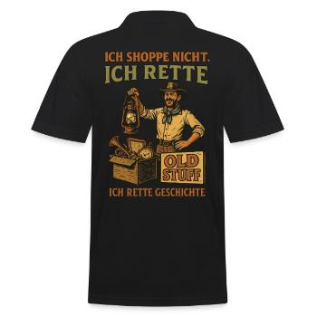 Ich Shoppe Nicht Ich Rette Old Stuff Geschichte - Männer Poloshirt - Schwarz - Hinten - Kai (181cm)