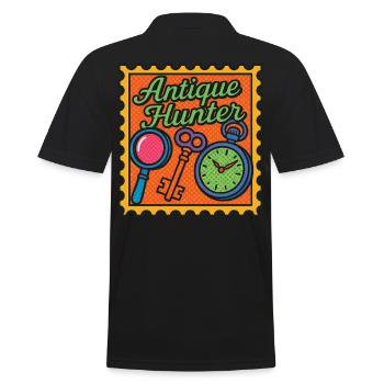 Antique Hunter Retro Vintage Design for Collectors - Men's Polo Shirt - black - Back - Kai (181cm)