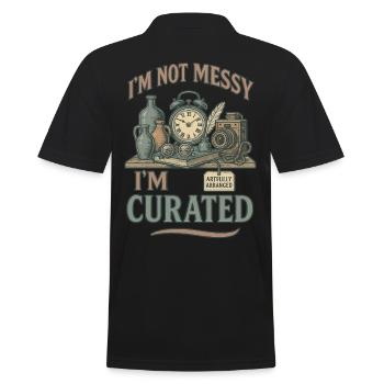 Antique collector Messy Curated - Men's Polo Shirt - black - Back - Kai (181cm)