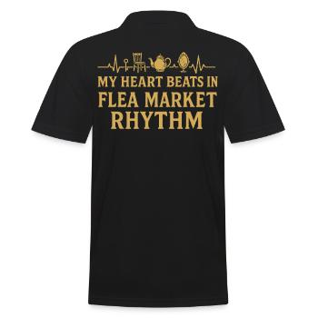 Mein Herz Schlägt Im Flohmarkt Rhythmus - Männer Poloshirt - Schwarz - Hinten - Kai (181cm)