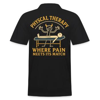 Physiotherapy Funny Where The Pain Is - Men's Polo Shirt - black - Back - Kai (181cm)