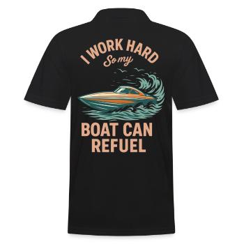 I'm working hard so my boat can refuel humor - Men's Polo Shirt - black - Back - Kai (181cm)