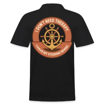 Funny Saying Ship Boat Captain Therapy - Men's Polo Shirt - black - Back - Kai (181cm)