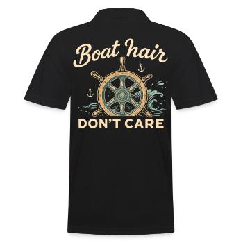 Funny Saying Ship Captain Boat Hair - Men's Polo Shirt - black - Back - Kai (181cm)