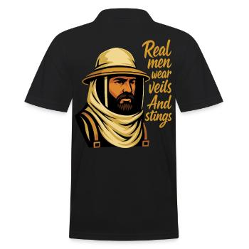 Real Men Wear Veils And Stings Imker Bienen Honig - Männer Poloshirt - Schwarz - Hinten - Kai (181cm)