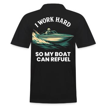 I'm Working Hard To Refuel My Boat Captain - Men's Polo Shirt - black - Back - Kai (181cm)