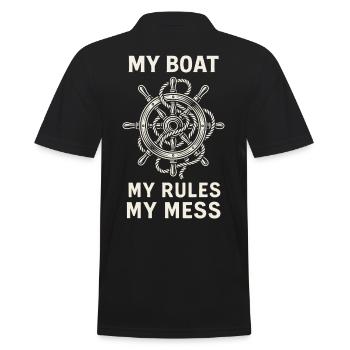 Mon bateau Mes règles Mon Chaos Capitaine Humour - Polo Homme - noir - Dos - Kai (181cm)