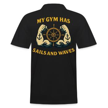 My gym has sails and waves captain - Men's Polo Shirt - black - Back - Kai (181cm)