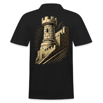 Chess Player Tower Chess Pieces Chessboard - Men's Polo Shirt - black - Back - Kai (181cm)