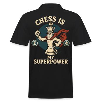 Schach Ist Meine Superkraft Lustiges - Männer Poloshirt - Schwarz - Hinten - Kai (181cm)