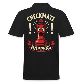 Checkmate Happens Chess Player Board Game - Men's Polo Shirt - black - Back - Kai (181cm)