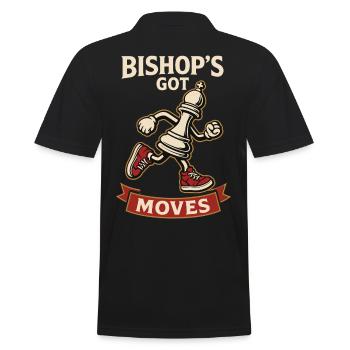 Bishop Got Moves Chess Player Board Game - Men's Polo Shirt - black - Back - Kai (181cm)