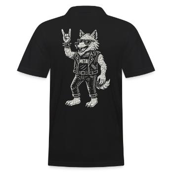 Wolf Metal Musik Rock Musik Funny Heavy Metal - Männer Poloshirt - Schwarz - Hinten - Kai (181cm)