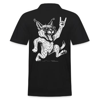 Rock Musik Lynx Lustiges Heavy metal zeichen Retro - Männer Poloshirt - Schwarz - Hinten - Kai (181cm)