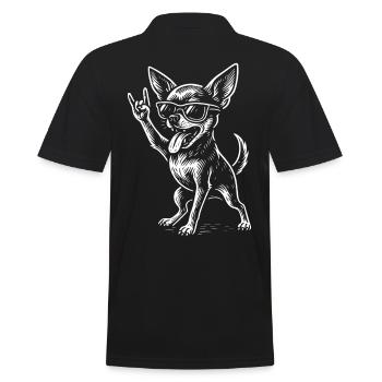 Rockmusik Chihuahua Hund Lustig Metal Vibes - Männer Poloshirt - Schwarz - Hinten - Kai (181cm)