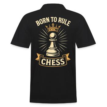 Born To Rule Chess For Chess Lovers - Men's Polo Shirt - black - Back - Kai (181cm)
