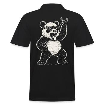 Heavy Metal Panda Rock Musik Lustige Vibes - Männer Poloshirt - Schwarz - Hinten - Kai (181cm)