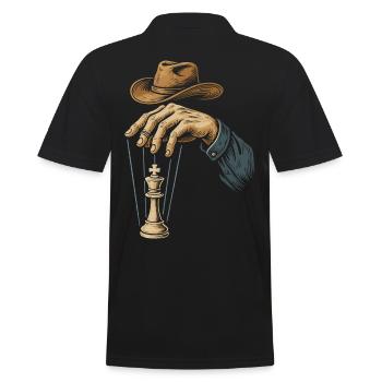 Schachspieler Schachkönig Marionette - Männer Poloshirt - Schwarz - Hinten - Kai (181cm)