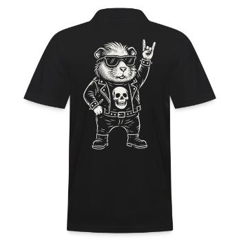 Rockmusik Lustig Heavy Metal Meerschweinchen Retro - Männer Poloshirt - Schwarz - Hinten - Kai (181cm)