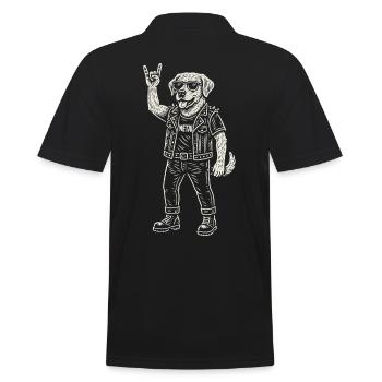 Rock Musique Drôle Chien Golden Retriever Heavy Metal - Polo Homme - noir - Dos - Kai (181cm)