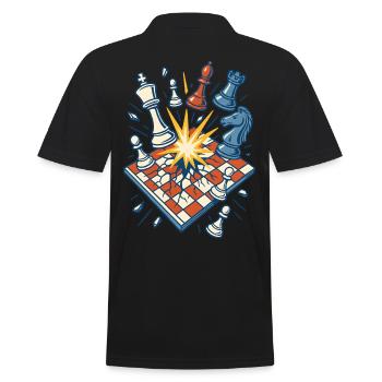 Chess Explosion Funny Chess Player Design - Men's Polo Shirt - black - Back - Kai (181cm)
