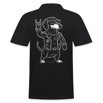 Metal Music Dachshund Rock Musik Funny Heavy Metal - Männer Poloshirt - Schwarz - Hinten - Kai (181cm)