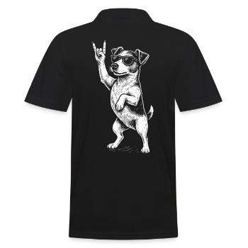 Rock Musik Lustiger Hund Heavy Metal Retro Jack - Männer Poloshirt - Schwarz - Hinten - Kai (181cm)