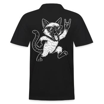 Lustige Rockmusik Siamesische Katze Retro Heavy - Männer Poloshirt - Schwarz - Hinten - Kai (181cm)