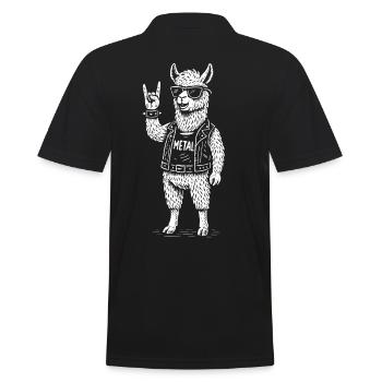 Metal Musik Lama Alpaka Lustig Rock Musik Heavy - Männer Poloshirt - Schwarz - Hinten - Kai (181cm)