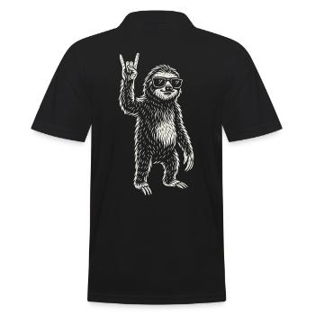 Metal Musik Lustiges Faultier Rock Musik Heavy - Männer Poloshirt - Schwarz - Hinten - Kai (181cm)