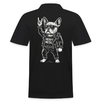 Heavy Metal Hund Rock Musik Französische Bulldogge - Männer Poloshirt - Schwarz - Hinten - Kai (181cm)