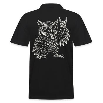 Musique rock, Hibou, Drôle, Heavy metal, Ambiance rétro - Polo Homme - noir - Dos - Kai (181cm)