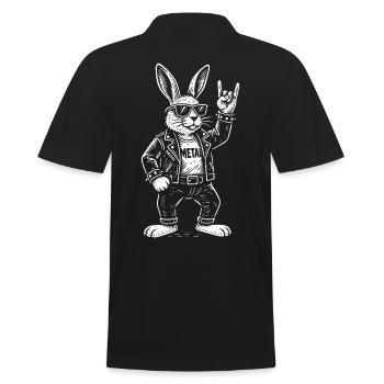 Métal Lapin Rock Musique Drôle Heavy Metal Rétro - Polo Homme - noir - Dos - Kai (181cm)