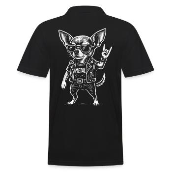 Metal Chihuahua Hund Rockmusik Lustig Heavy Metal - Männer Poloshirt - Schwarz - Hinten - Kai (181cm)