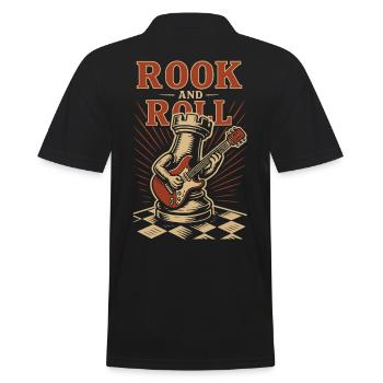 Rook And Roll Chess Player Board Game Fun - Men's Polo Shirt - black - Back - Kai (181cm)