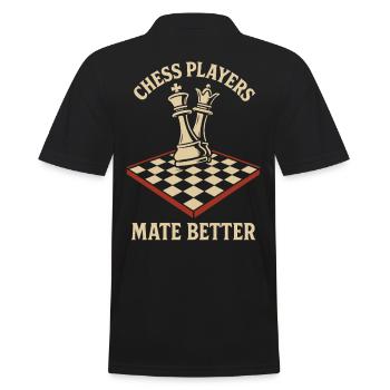 Schachspieler Mate Besser Lustig Schachliebhaber - Männer Poloshirt - Schwarz - Hinten - Kai (181cm)