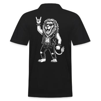 Lion Heavy Metal Rétro Rock Musique Drôle - Polo Homme - noir - Dos - Kai (181cm)