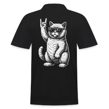 Rock Musique Drôle Rétro Heavy Metal Chats - Polo Homme - noir - Dos - Kai (181cm)