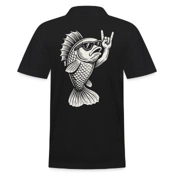 Metal Music Goldfish Rock Music Funny Fish Rock - Men's Polo Shirt - black - Back - Kai (181cm)