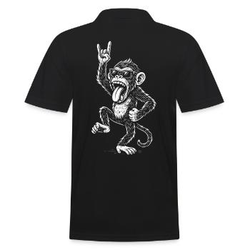 Rockmusik Lustiger Heavy Metal Affe Design - Männer Poloshirt - Schwarz - Hinten - Kai (181cm)